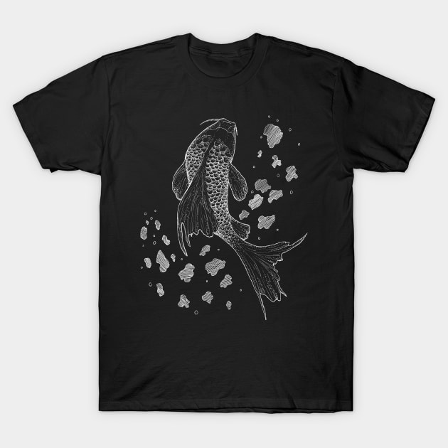 Splash - Chalkboard style, koi fish, animals T-Shirt by Inspirational Koi Fish